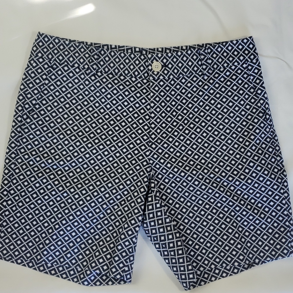 Chaps Navy And White Flat Front Shorts Size 8